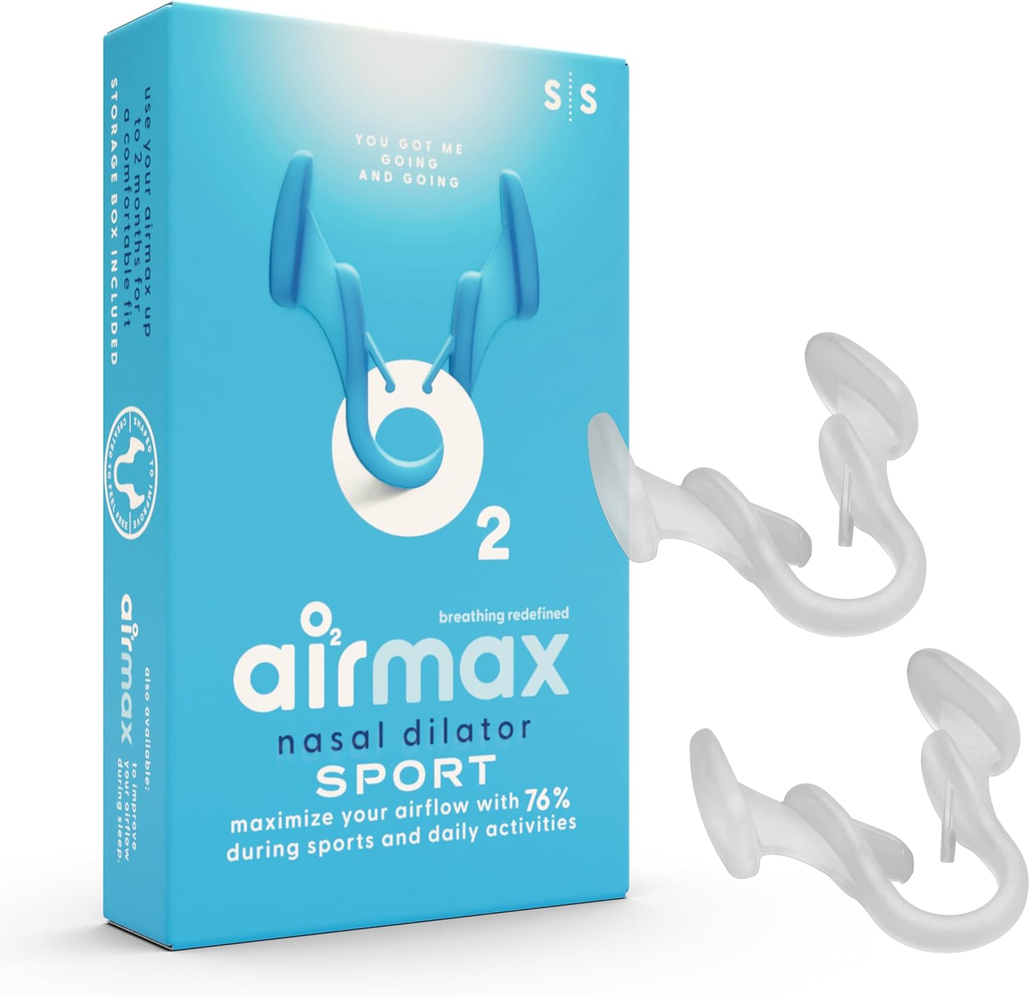 Levně Airmax Sport - nosní dilatátor pro lepší dýchání nosem - velikost S - 2 kusy