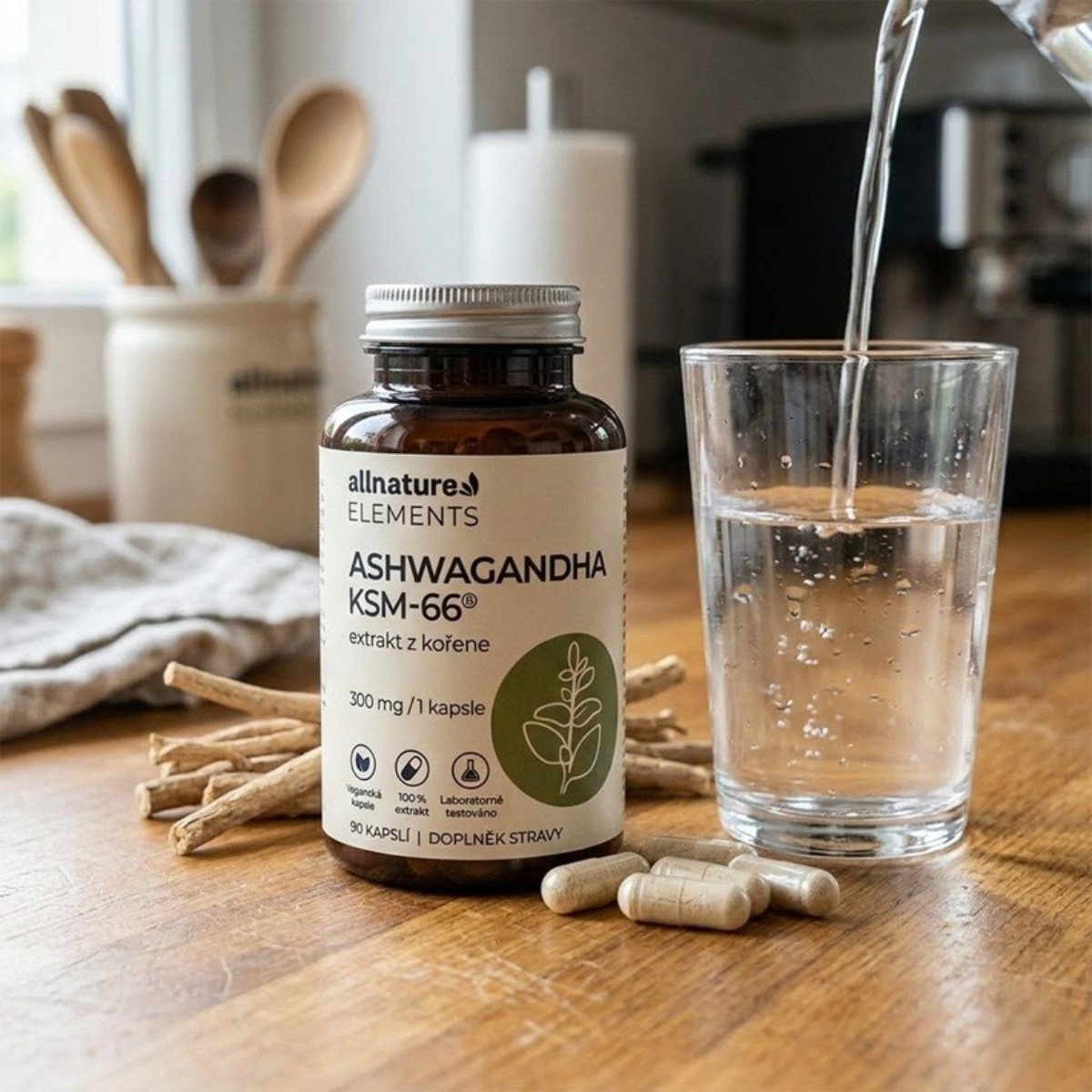 Allnature Elements Ashwagandha KSM-66 90 kapslí (obrázek 3)