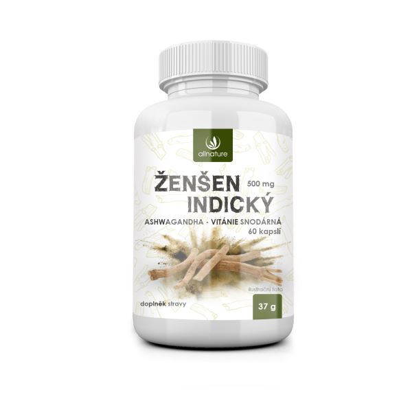 Allnature Ženšen indický 500 mg 60 kapslí