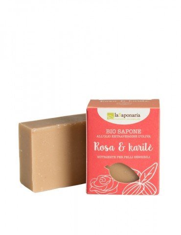laSaponaria Tuhé olivové mýdlo - Růžový olej a bambucké máslo 100g