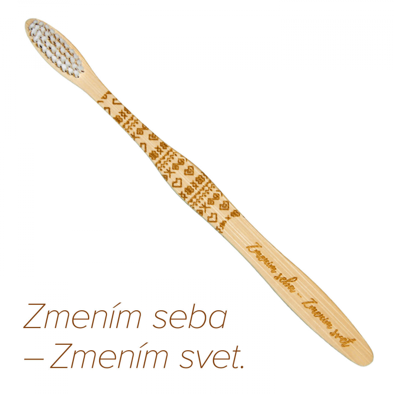 Mobake Motivační bambusový kartáček "Zmením seba - zmením svet." (extra soft)