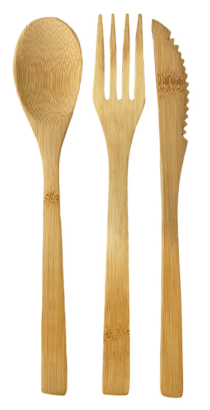 Levně Bambusové příbory - set lžíce, nůž, vidlička