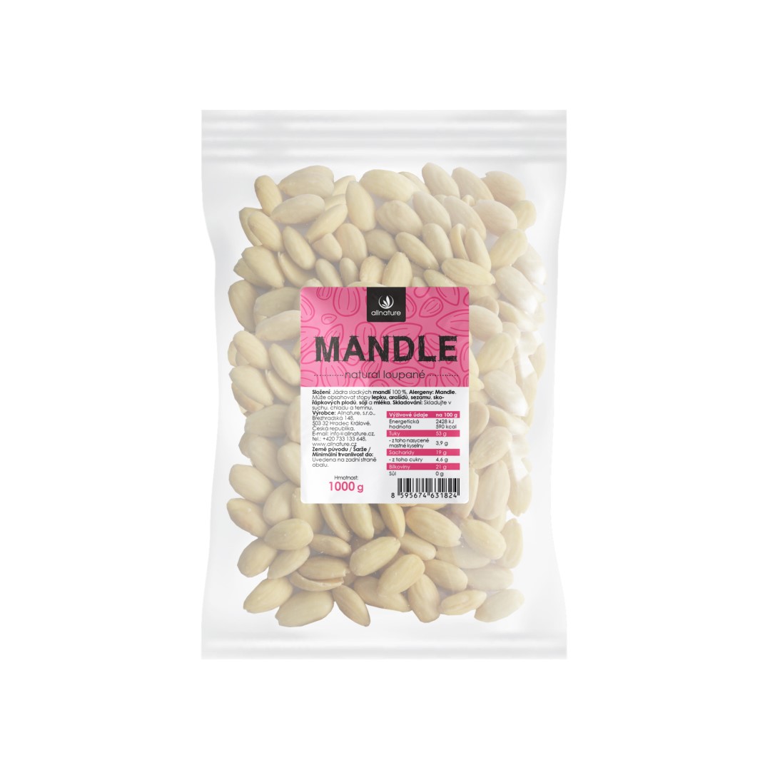 ALLNATURE Mandle jádra loupaná 1000 g
