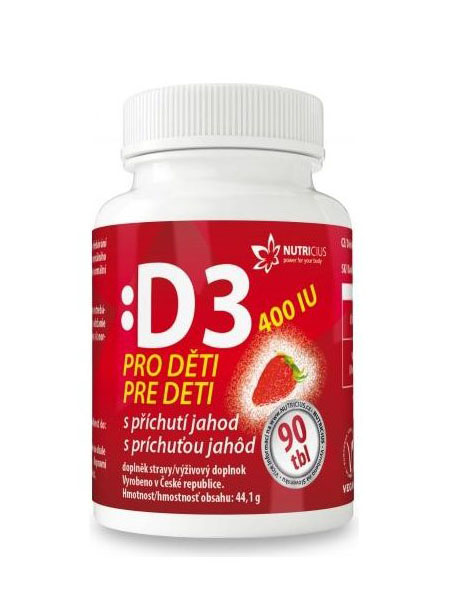 Nutricius Vitamín D3 pro děti 400IU jahoda 90 tablet