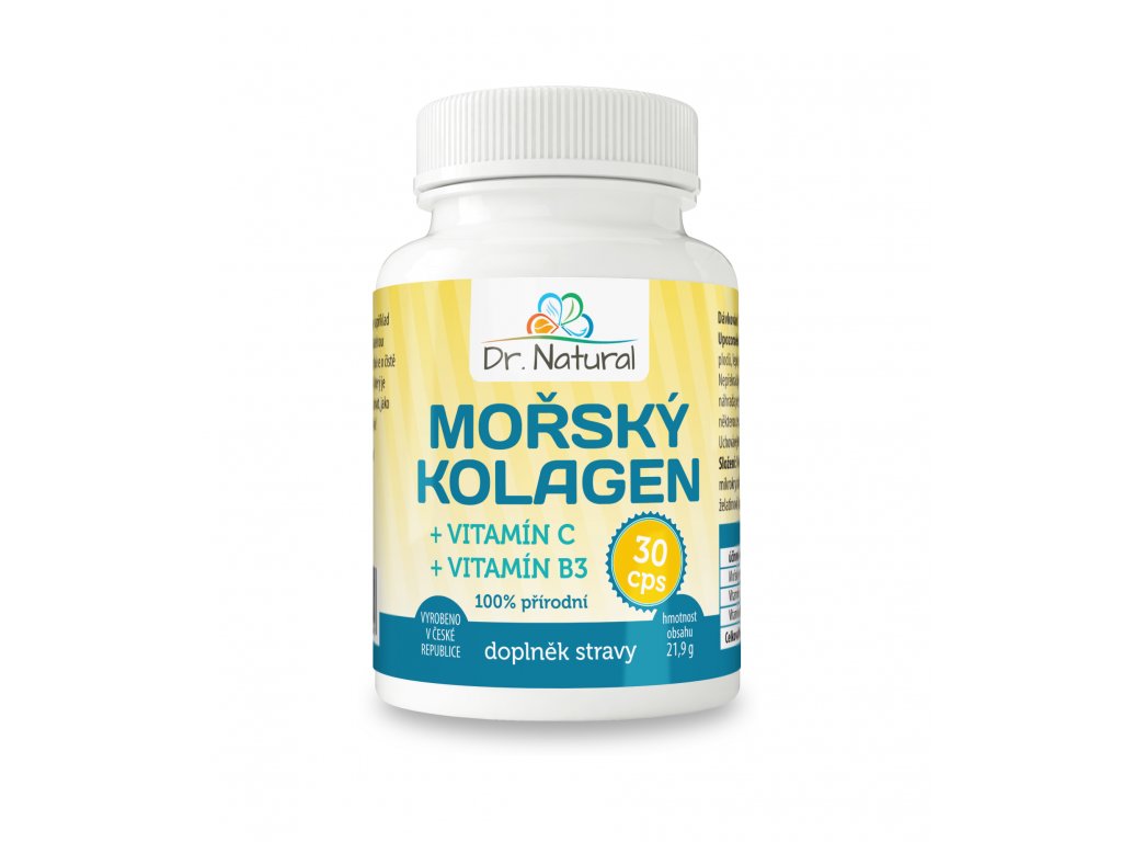 Dr. Natural Mořský Kolagen + vitamín C a vitamín B3 30 kapslí