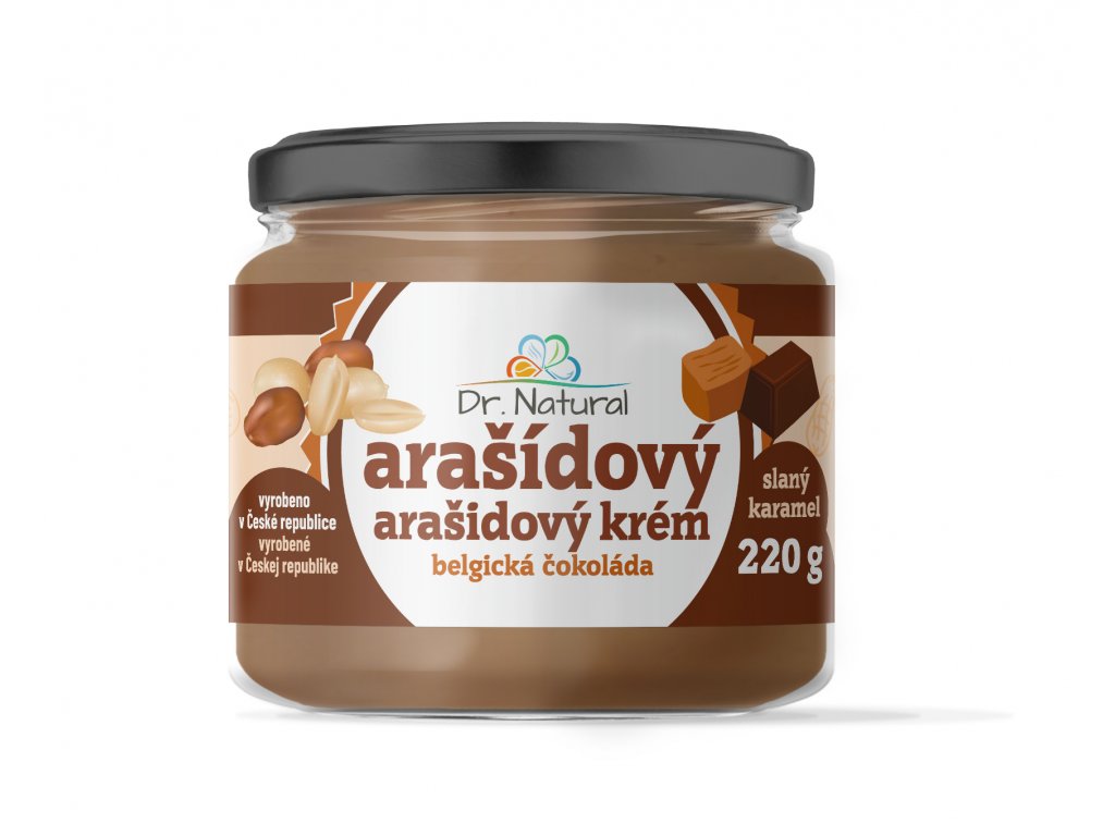 Dr. Natural Arašídový krém s belgickou čokoládou a slaným karamelem 220 g