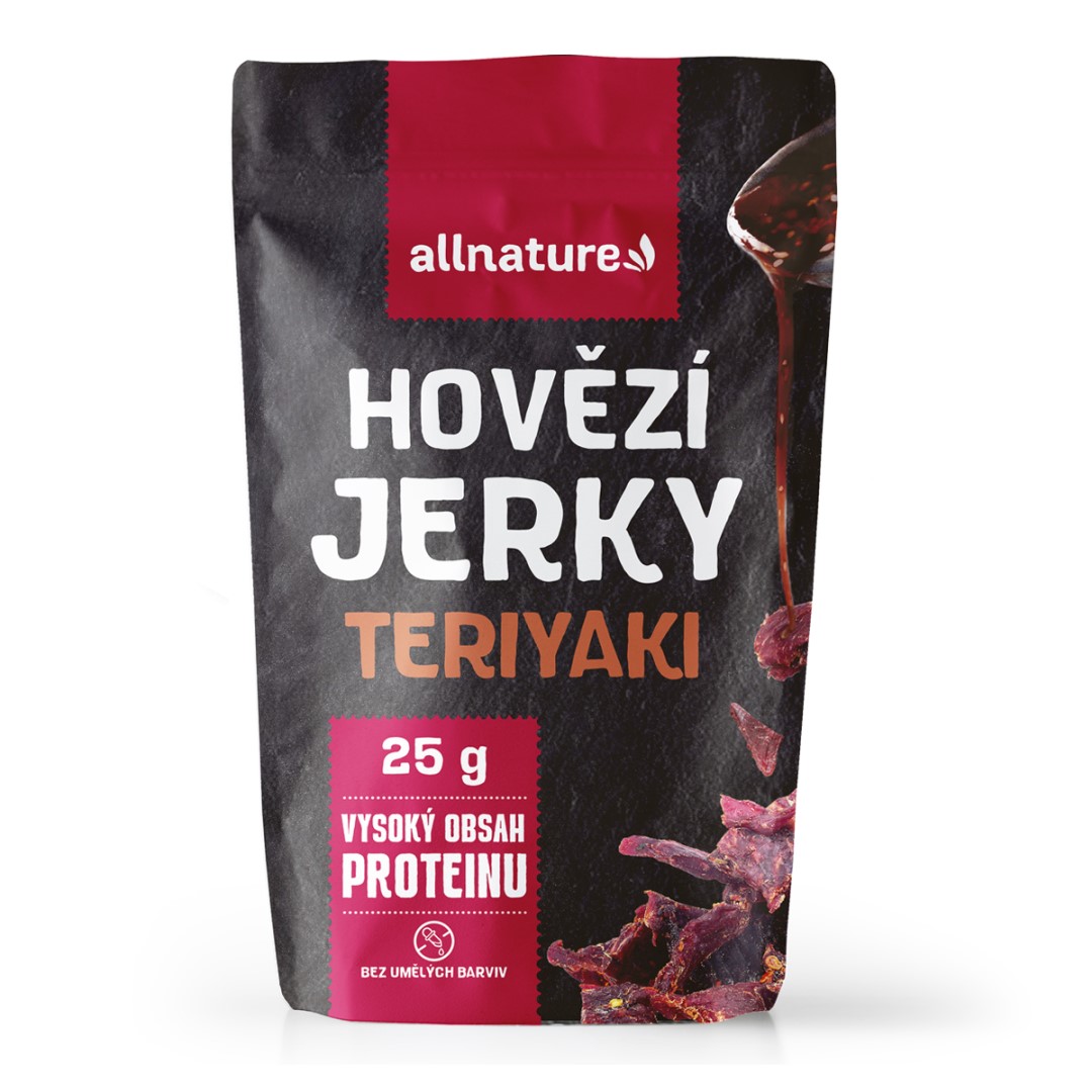 Levně Allnature BEEF teriyaki jerky - sušené hovězí maso s teriyaki příchutí Hmotnost: 25g