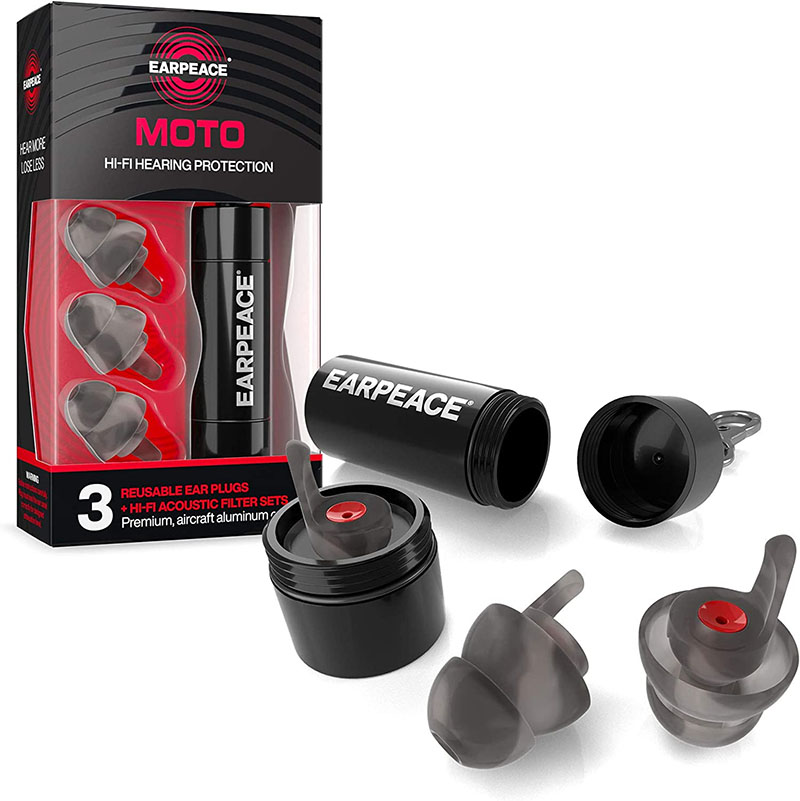 EarPeace Moto Špunty pro motorkáře Barva pouzdra: Černá, Velikost špuntů: Petite (o 20% menší)