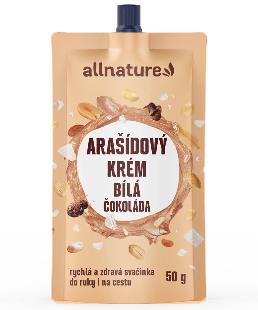 Allnature Arašídový krém s bílou čokoládou 50g - svačinka