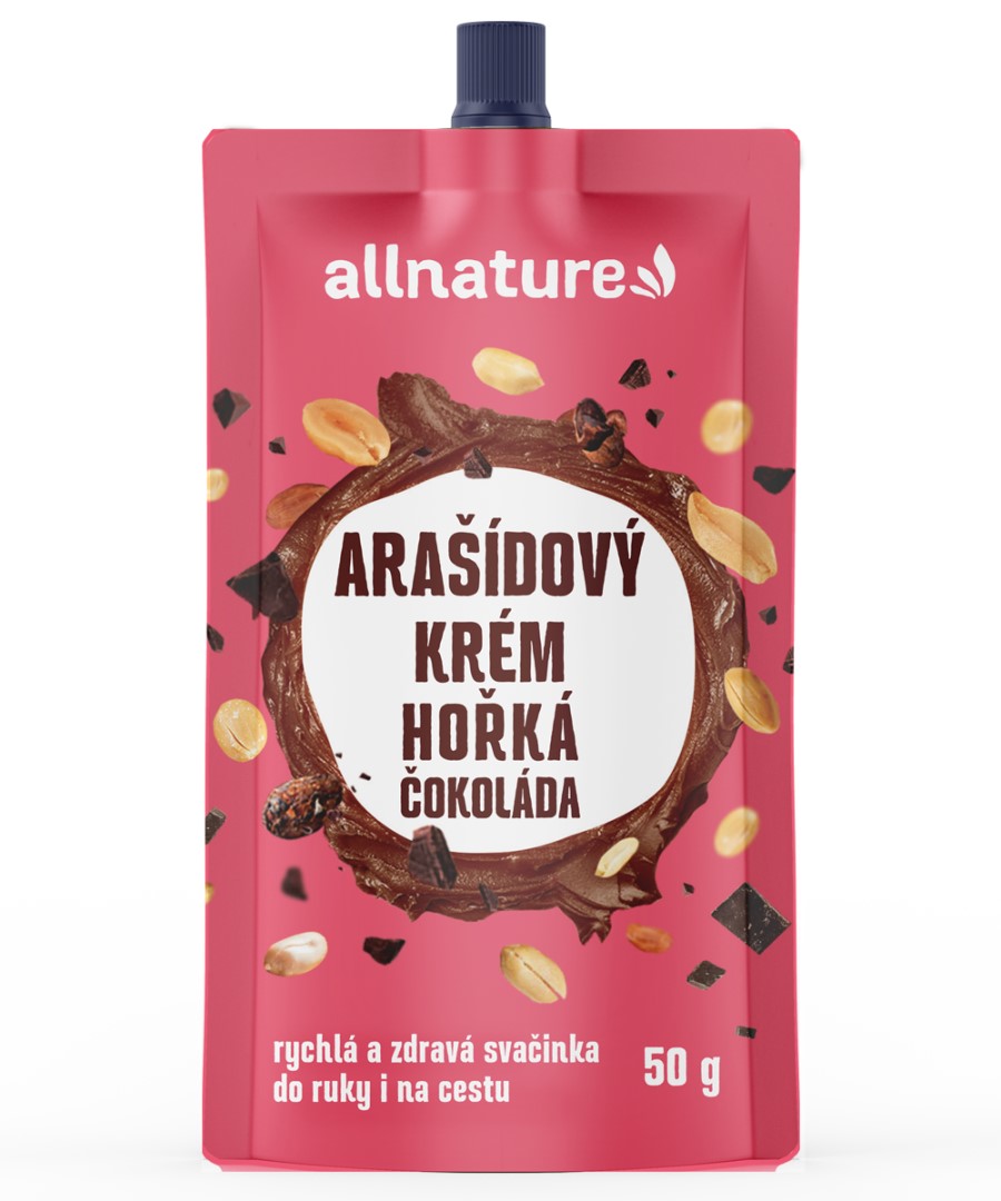 Allnature Arašídový krém s hořkou čokoládou 50g - svačinka