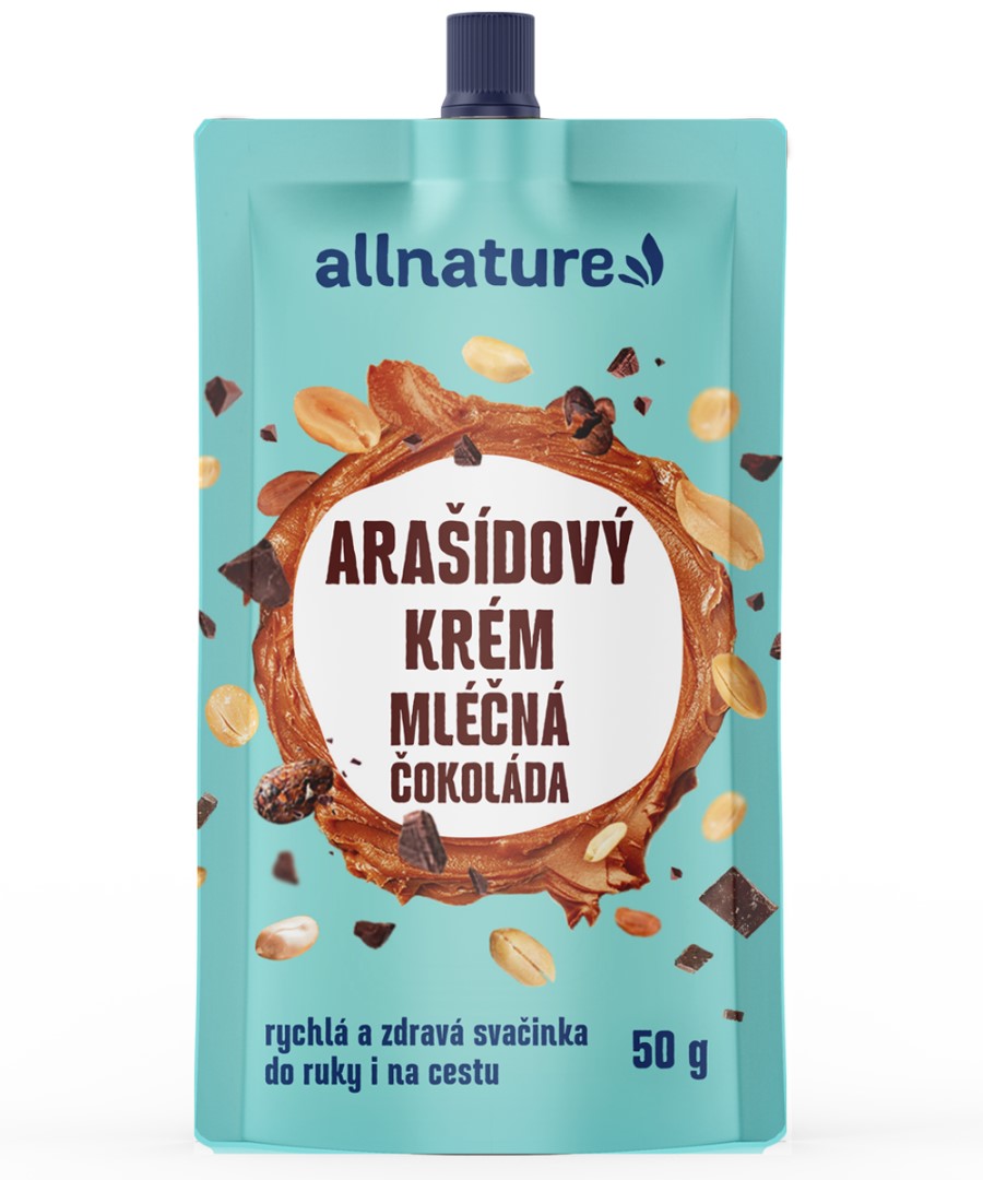 Allnature Arašídový krém s mléčnou čokoládou 50g - datum spotřeby 02/2023