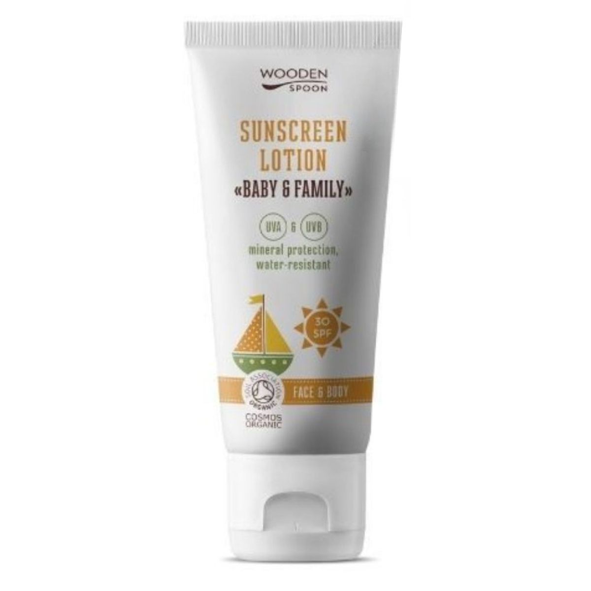 Opalovací tělové mléko v tubě Baby & Family SPF 30 WoodenSpoon 100 ml