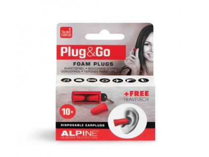 Alpine Plug and Go Pěnové špunty do uší červené barvy