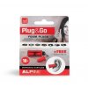Alpine Plug and Go Pěnové špunty do uší červené barvy