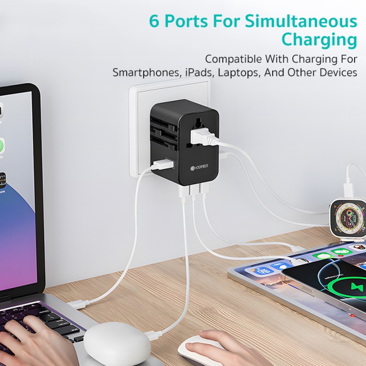 Adaptor Coteci 45W cu conectori diferiți pentru utilizare globală