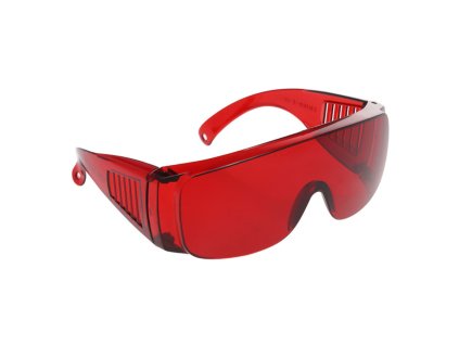 Ochelari roșii închis pe fundalul luminii albastre Red Reapers