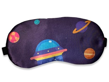 Mască de dormit pentru ochi cu navă spațială și planete