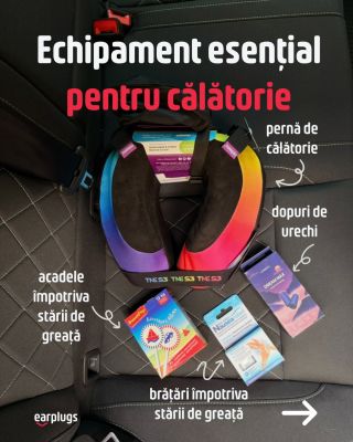 În călătorii, fiecare detaliu contează. ✈️🚗 O pernă confortabilă pentru gât, dopuri de urechi pentru odihnă mai liniștită...