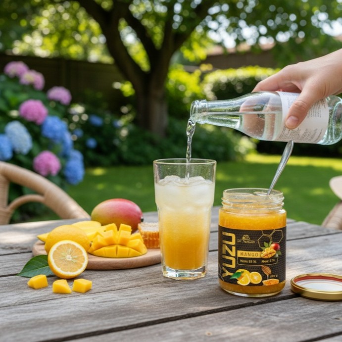 Príprava horúceho a studeného nápoja z yuzu