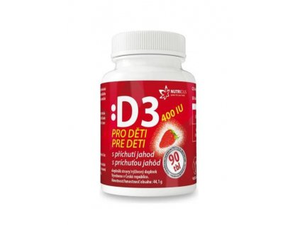 Nutricius vitamín D3 pro děti s příchutí jahody 400 IU