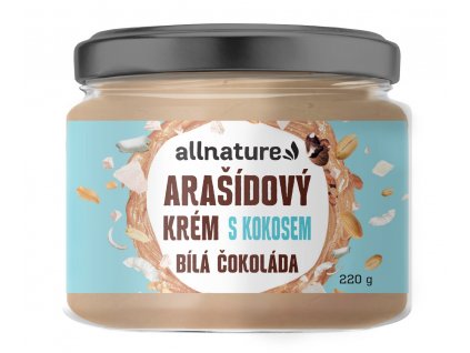 allnature arasidovy krem s bilou cokoladou a kokosem 220 g