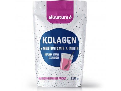 Allnature Kolagén s multivitamínmi a inulínom príchuť malina a citrón 110 g