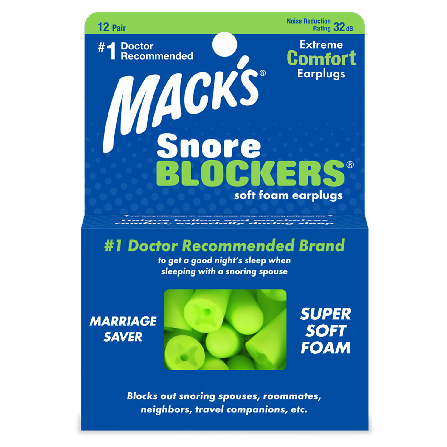 Mack's Snore Blockers Štuple proti chrápaniu 12 párov Veľkosť balenia: 12 párov