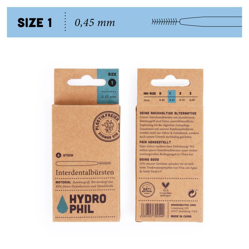 E-shop Hydrophil Bambusová medzizubná kefka (6 ks) Hrúbka kefky: 0,45 mm