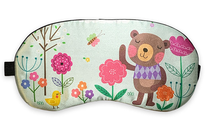 E-shop Maska na oči na spanie - Medvedík s kvetinami