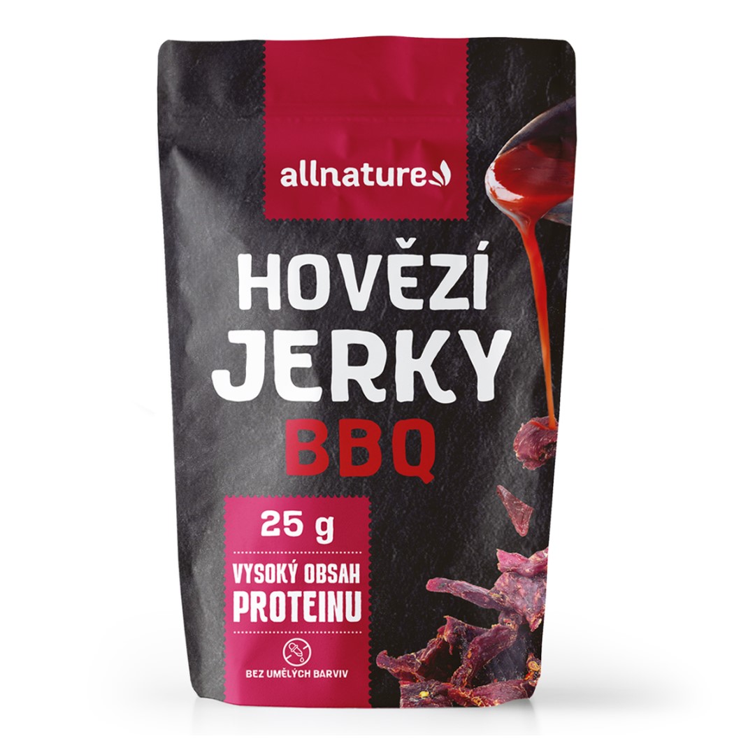 E-shop Allnature BEEF BBQ jerky - sušené hovädzie mäso s príchuťou BBQ Obsah: 25g