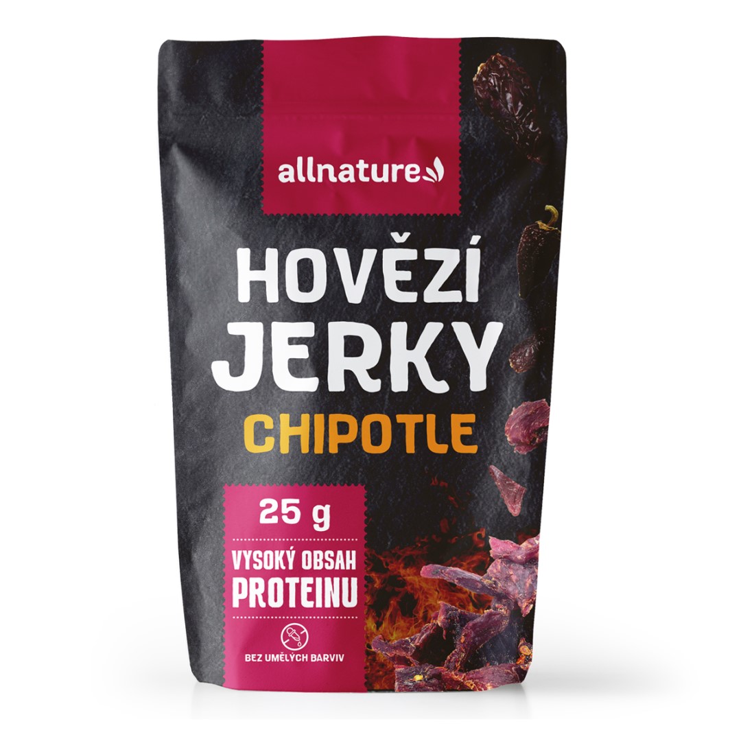 E-shop Allnature BEEF Chipotle jerky - sušené hovädzie mäso s chipotle omáčkou Obsah: 25g