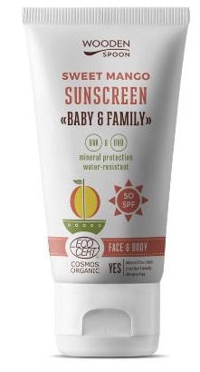 Opaľovacie telové mlieko Mango Baby & Family SPF50 WoodenSpoon - 150ml