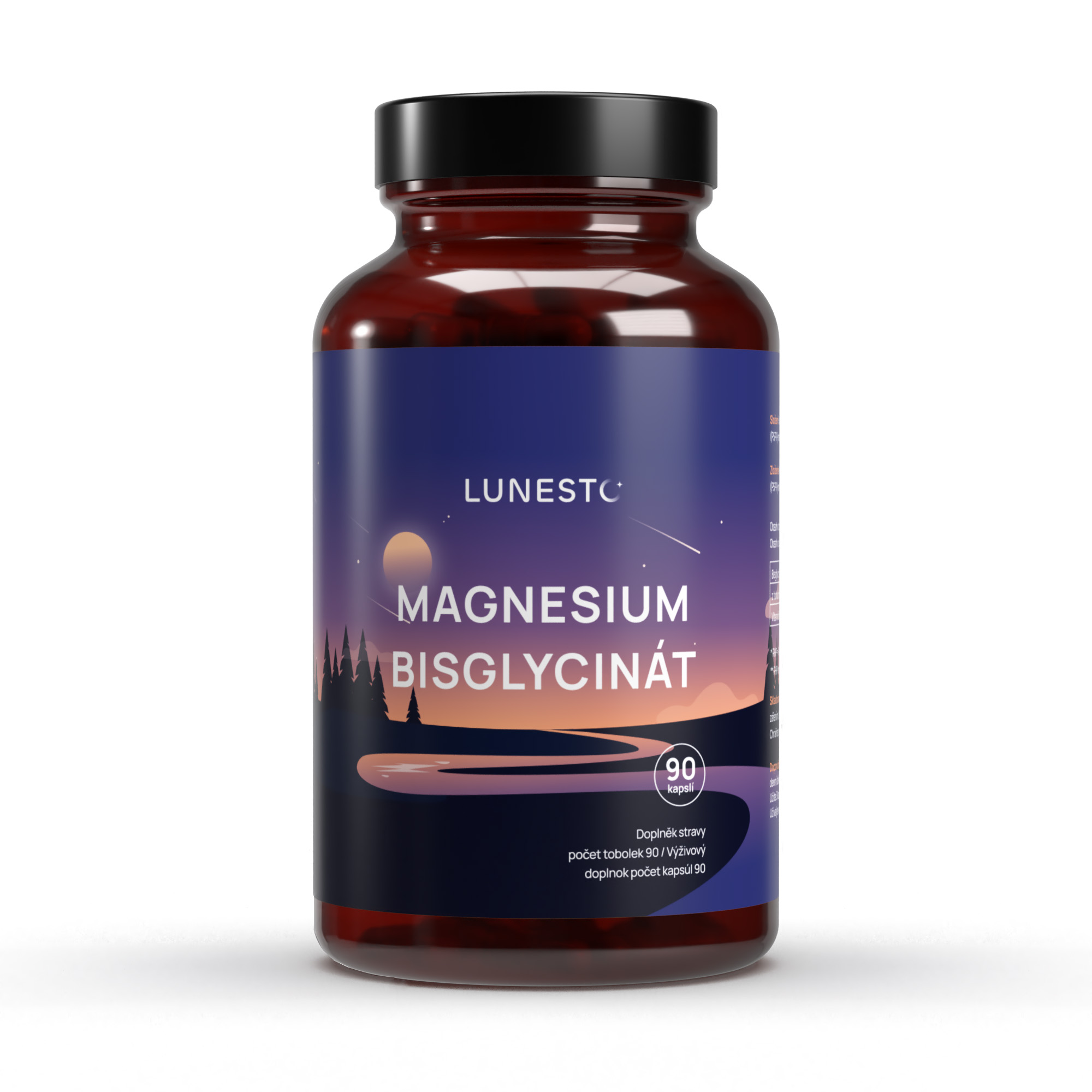 E-shop Lunesto Magnesium Bisglycinát, 650 mg, Horčík 130 mg & Vitamín B6, 90 kapsúl