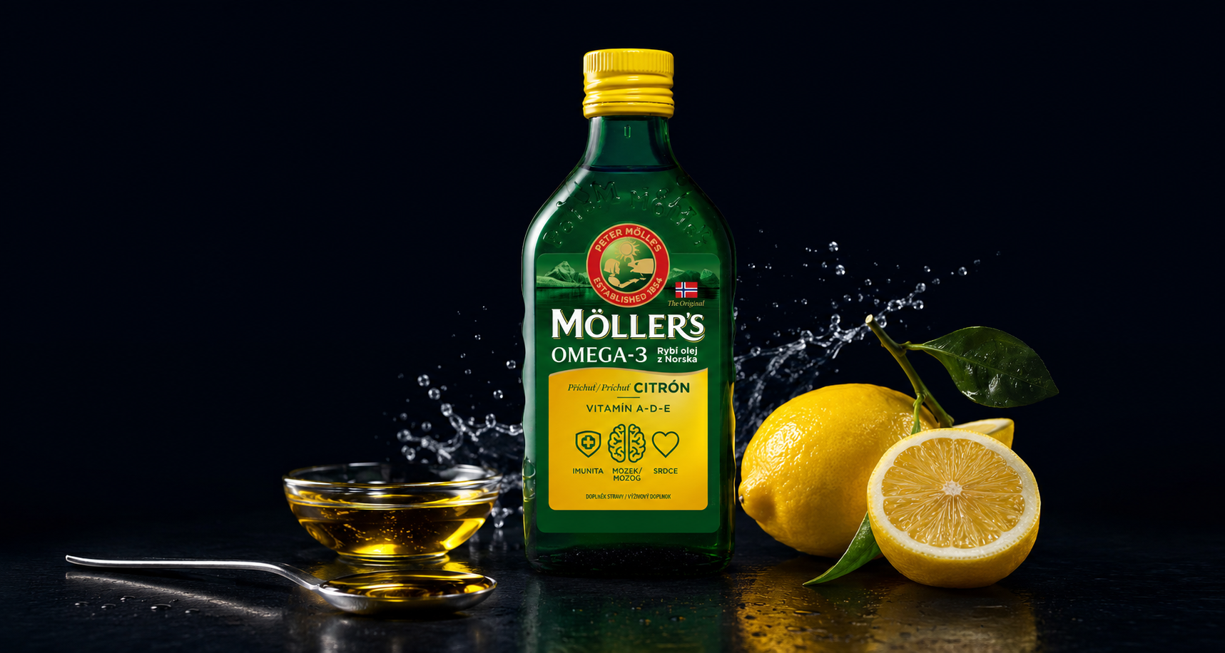 Möller´s Omega-3 Rybí olej s citronovou příchutí 250 ml