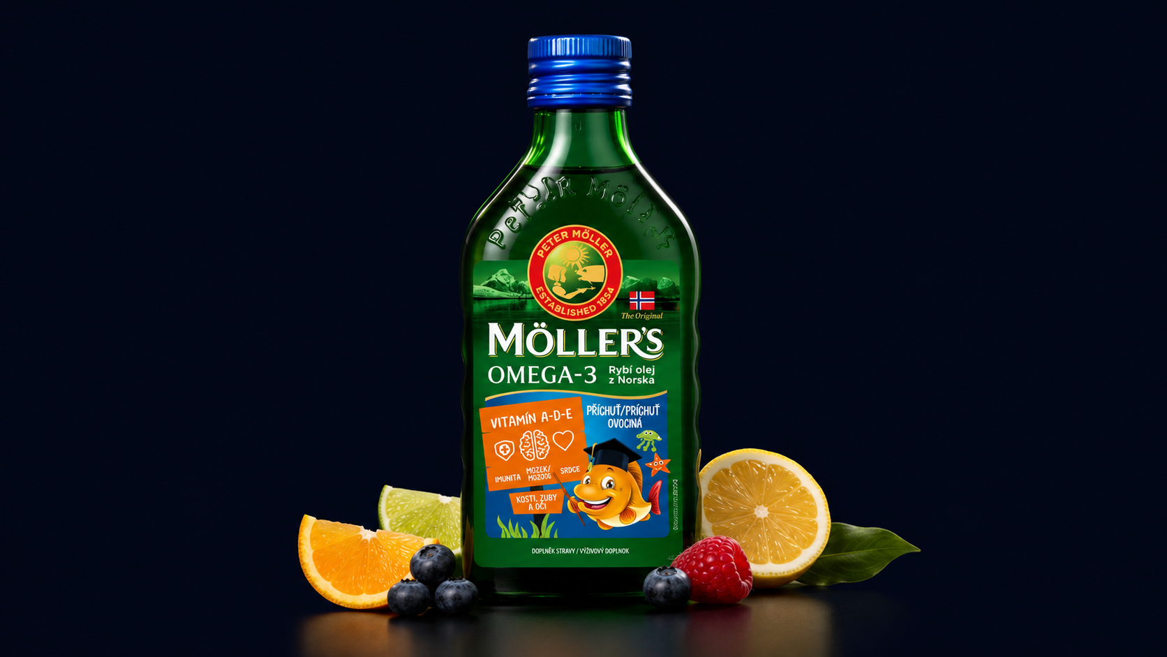 Möller´s Omega-3 Rybí olej s ovocnou příchutí 250 ml