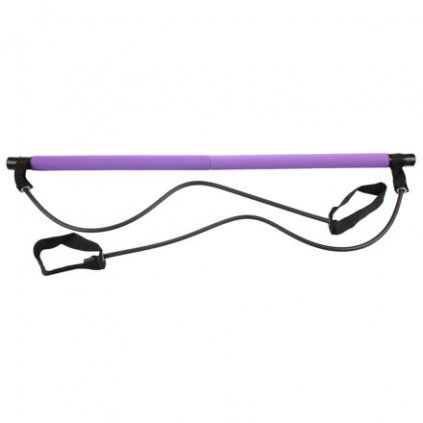 Pilates Sticks posilovací tyč s gumou fialová