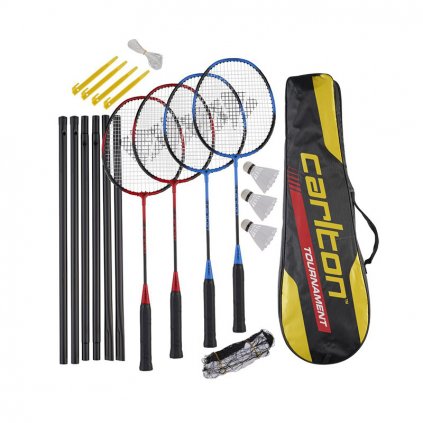 Badmintonová raketa CARLTON TOURNAMENT SET – 4 rakety + míčky + síť (Velikost Univerzální)