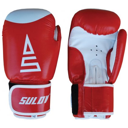 Box rukavice SULOV® kožené, červeno-bílé