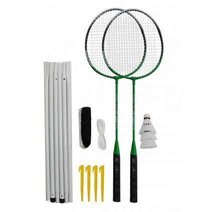 Badmintonový set 2x raketa, 3x míček, síť, vak