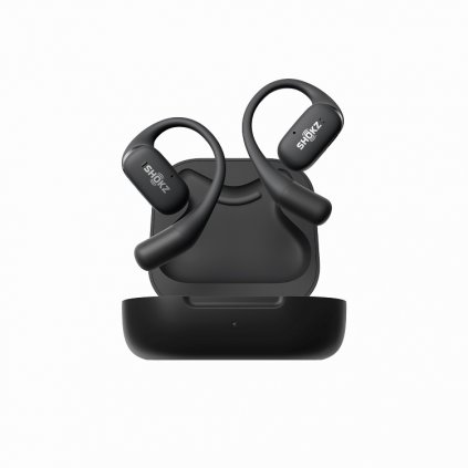 Shokz OpenFit Bluetooth, bezpečná sportovní sluchátka, černá
