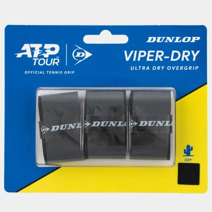 Tenis omotávky DUNLOP ATP VIPER-DRY Overgrip 0,6 mm černá (Velikost Univerzální)