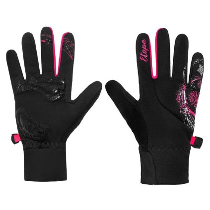 Puzzle dětské rukavice černá-růžová (Velikost oblečení 7-8)