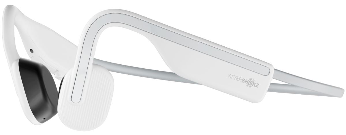 Shokz OpenMove – bezpečná Bluetooth sluchátka před uši, bílá