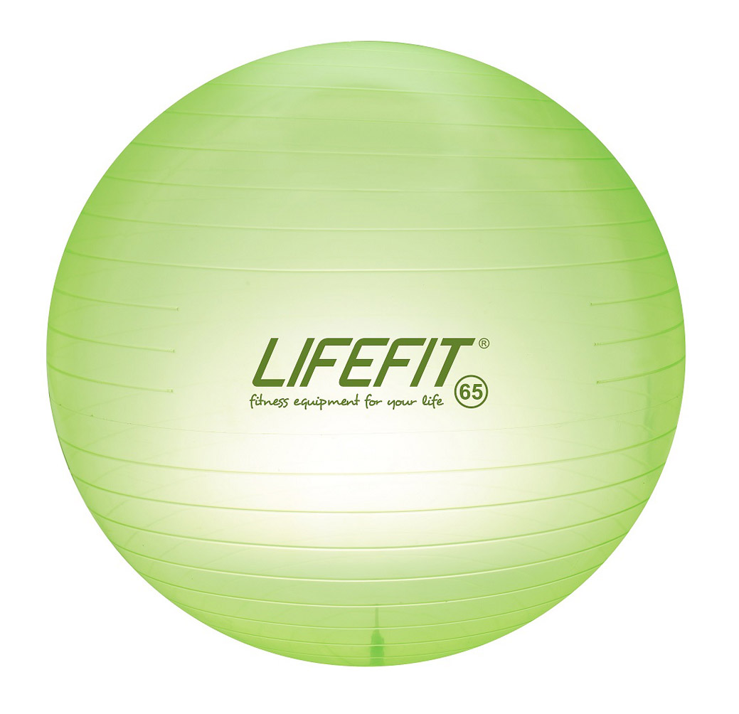Gymnastický míč lifefit transparent 65 cm, sv. zelený