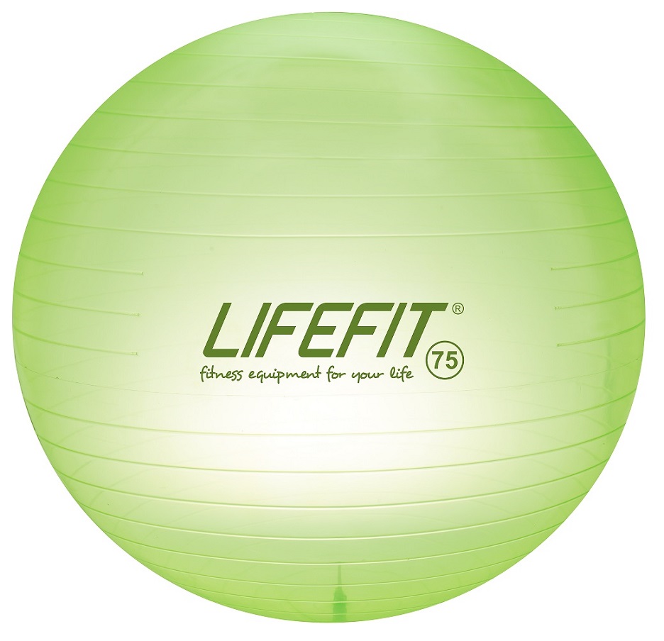 Gymnastický míč lifefit transparent 75 cm, sv. zelený