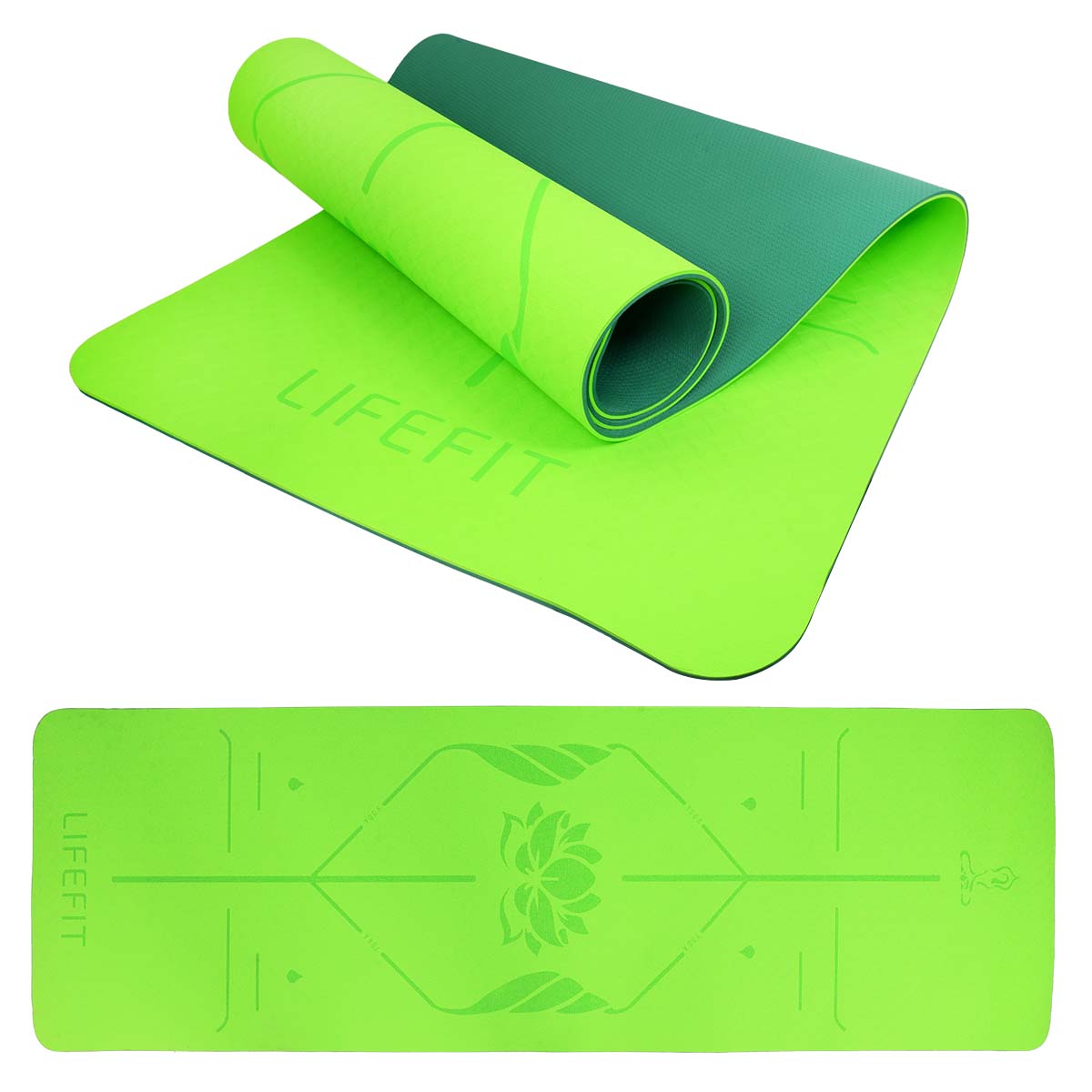 Jogamatka lifefit yoga mat lotos duo, 183x58x0,6cm, zelená