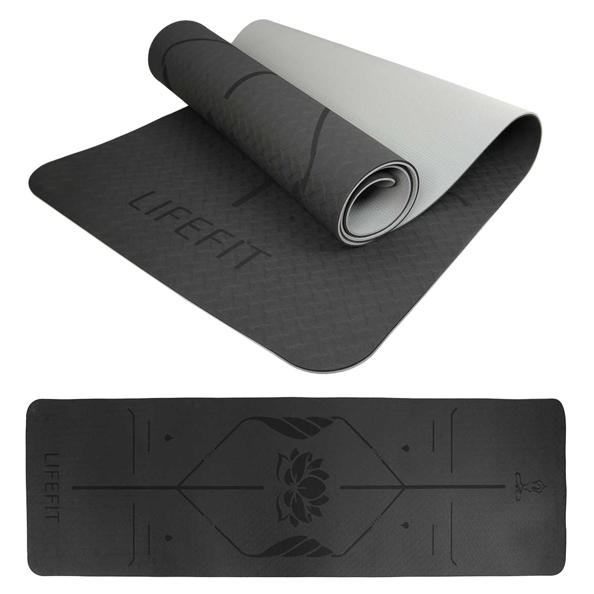 Jogamatka lifefit yoga mat lotos duo, 183x58x0,6cm, černá