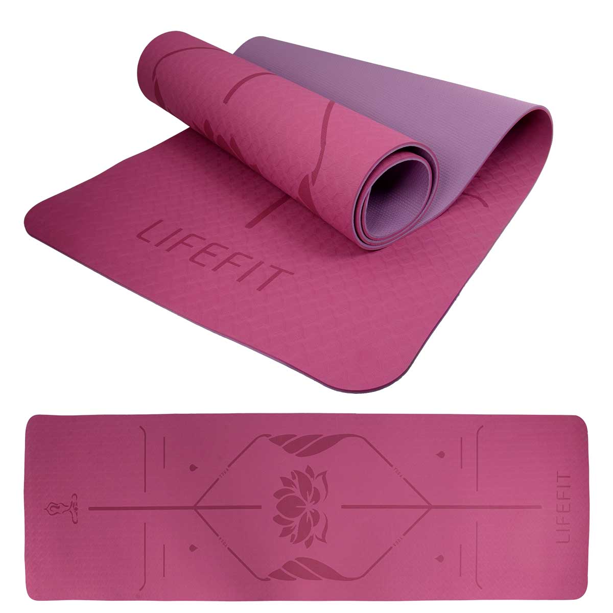 Jogamatka lifefit yoga mat lotos duo, 183x58x0,6cm, bordó