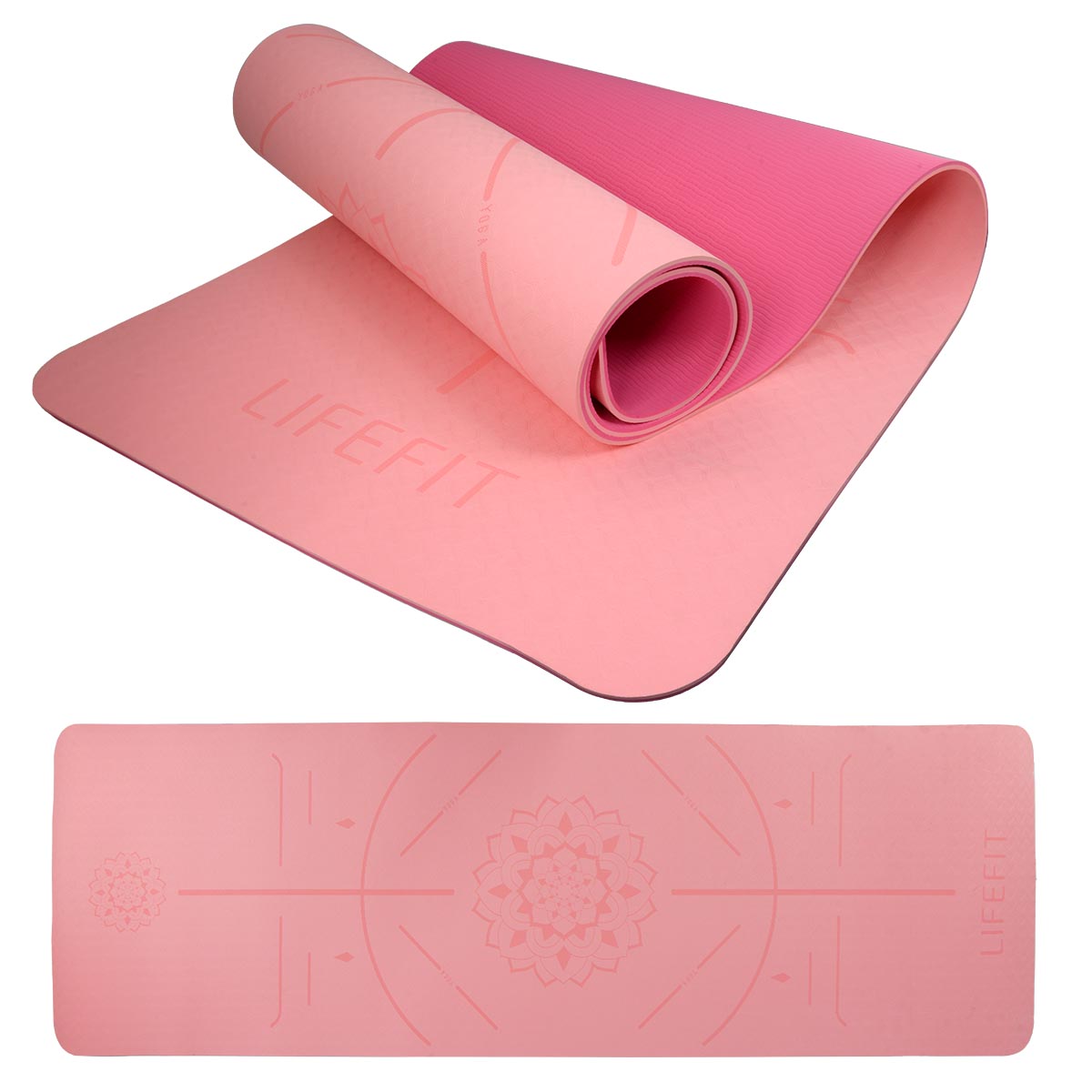 Jogamatka lifefit yoga mat relax duo, 183x58x0,6cm, růžová