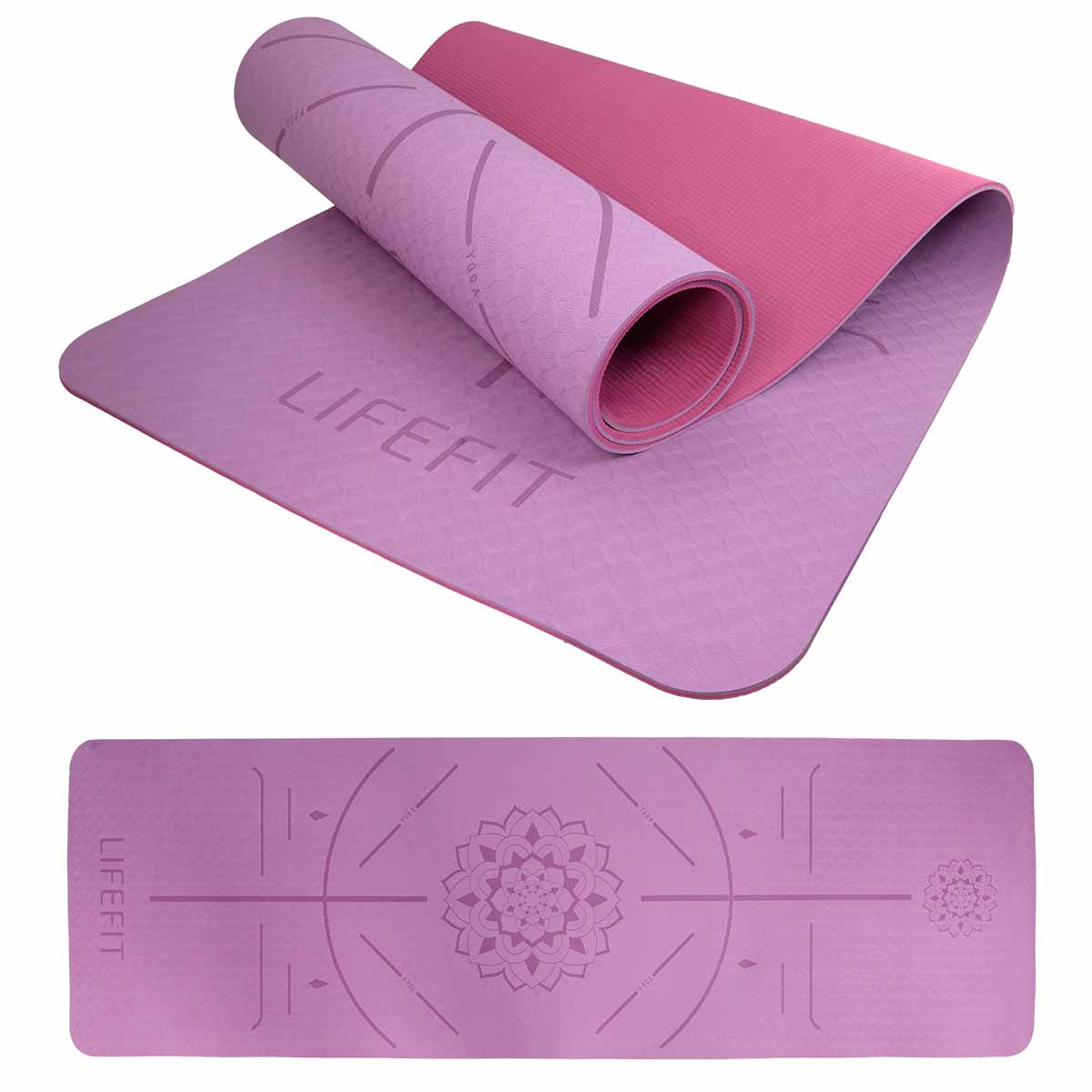 Jogamatka lifefit yoga mat relax duo, 183x58x0,6cm, bordó